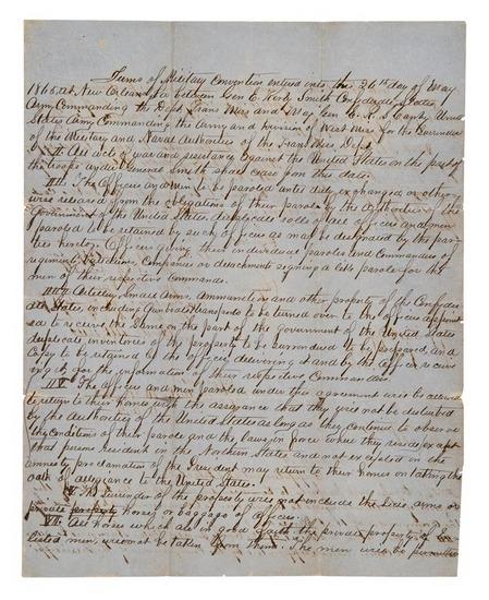 Appraisal: E Kirby SMITH - Surrender at New Orleans Manuscript document