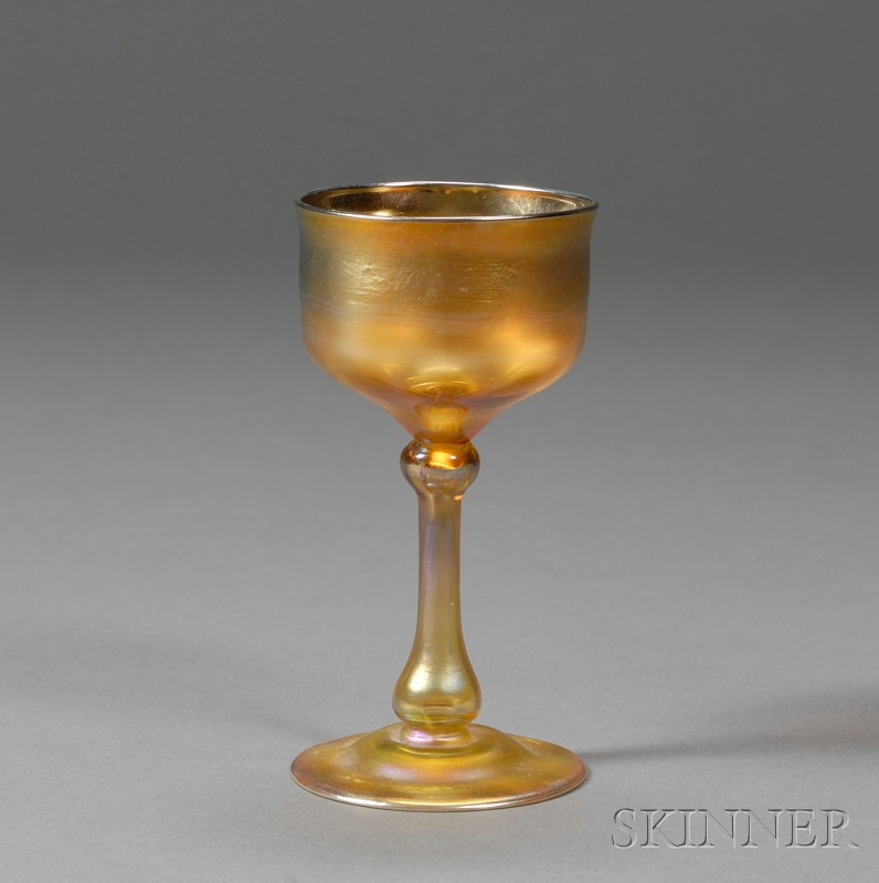 Appraisal: Tiffany Gold Favrile Goblet Iridescent glass New York early th