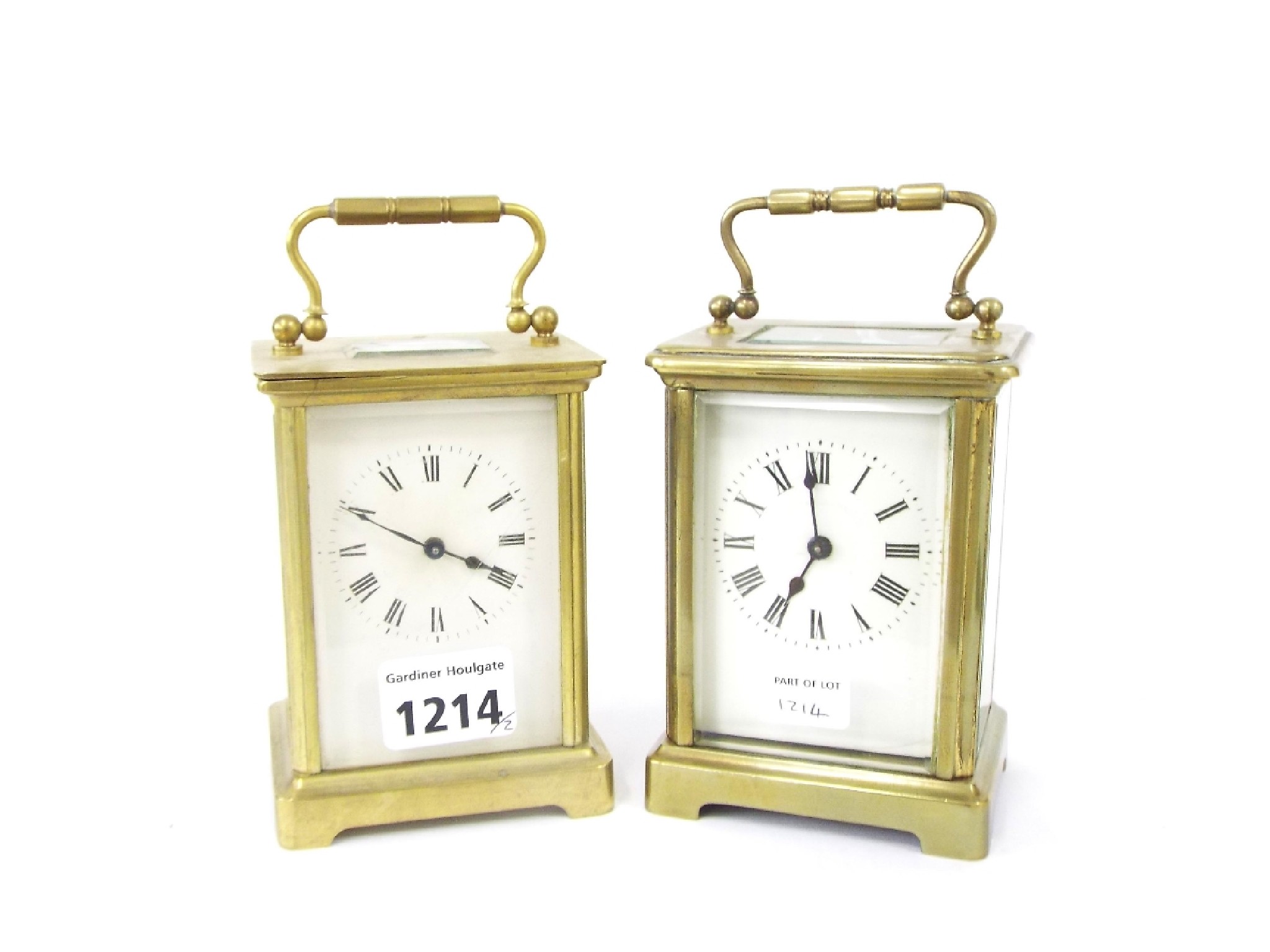 Appraisal: Two carriage timepieces both in brass corniche cases high