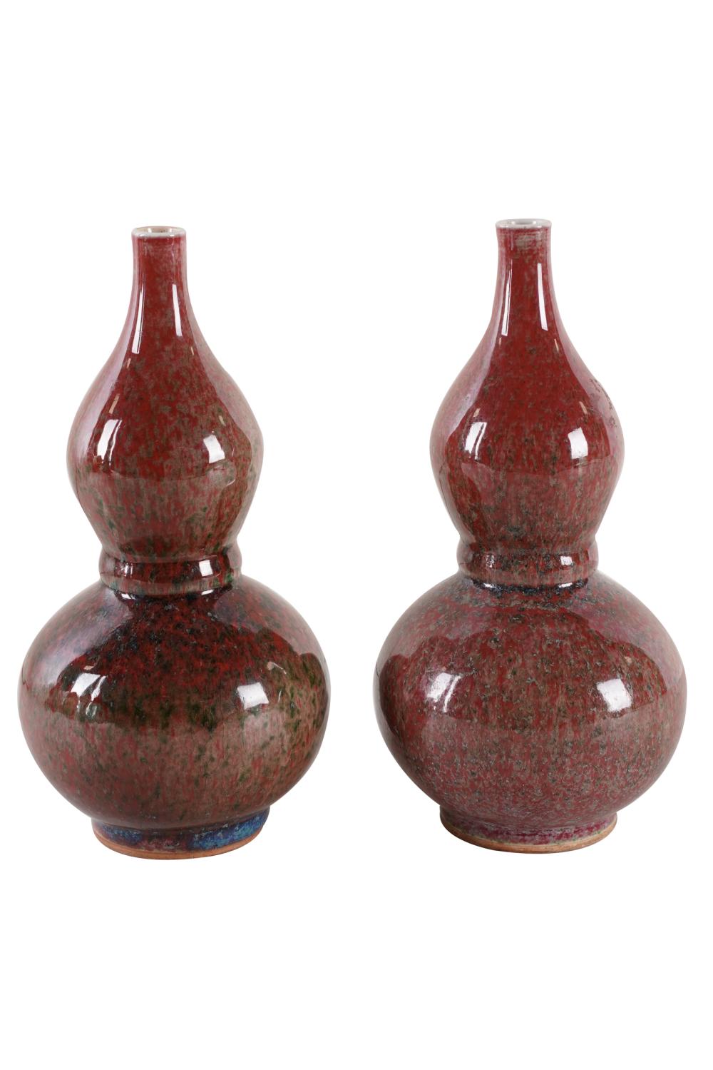 Appraisal: PAIR OF CHINESE FLAMBE PORCELAIN DOUBLE GOURD VASESunmarked inches high