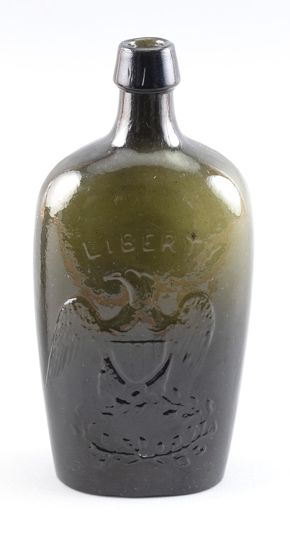 Appraisal: GII- EAGLE WILLINGTON HISTORICAL GLASS FLASK CIRCA - HEIGHT GII-