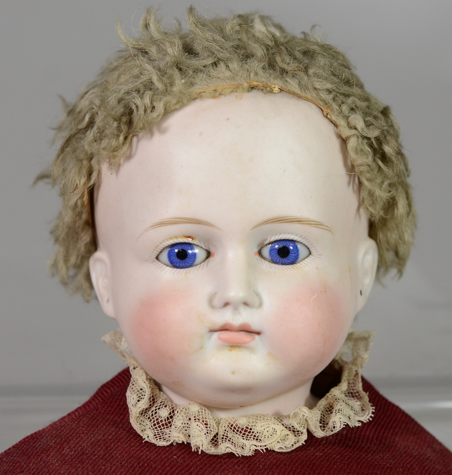 Appraisal: Unmarked German turned shoulder head bisque doll probably Alt Beck