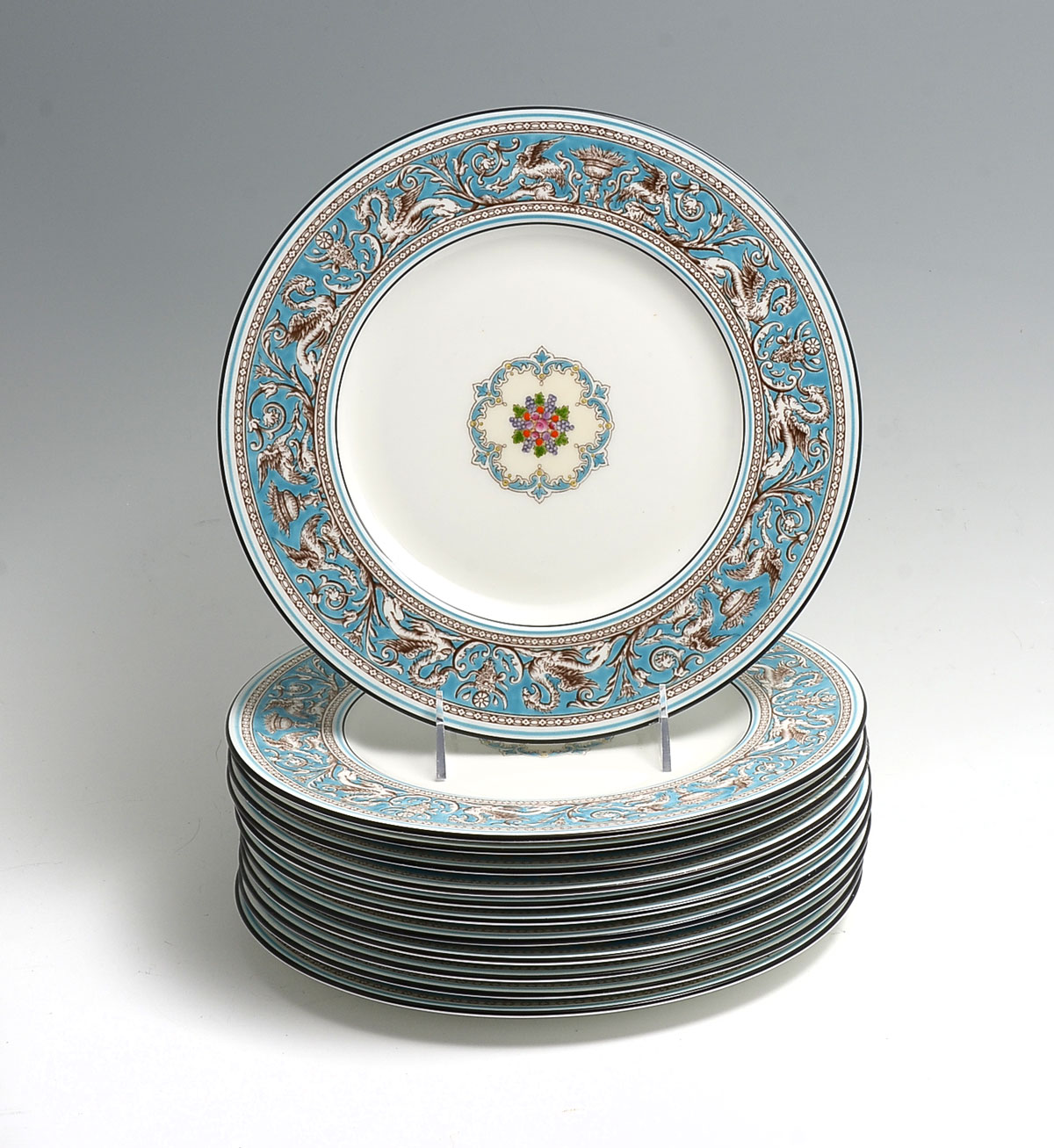 Appraisal: WEDGWOOD FLORENTINE TURQUOISE DINNER PLATES ''Florentine Turquoise Wedgwood dinner plates