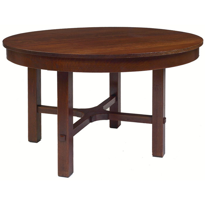 Appraisal: L JG Stickley dining table circular top over a thru-tenon