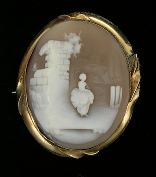 Appraisal: A Victorian Carved Shell Cameo In Fancy Frame Gold-filled frame