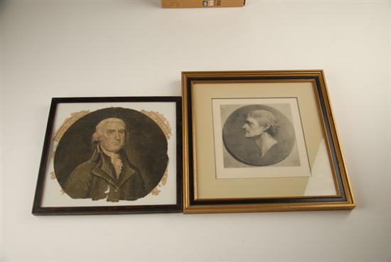 Appraisal: Two Prints of Thomas Jefferson Partial cut-out from newspaper torn