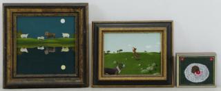 Appraisal: CALDERWOOD Kathy Oils Reflecting Animals Refecting - signed lower left