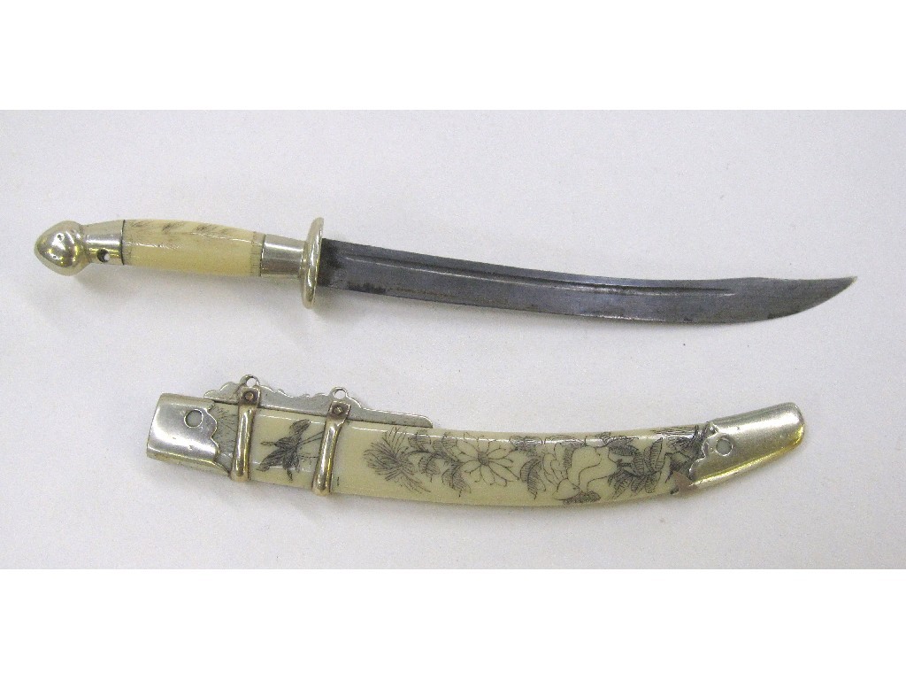 Appraisal: Letter opener modelled as a Japanese sword in etched ivory