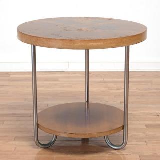 Appraisal: Art Deco walnut two-tier occasional table Circa s manner of