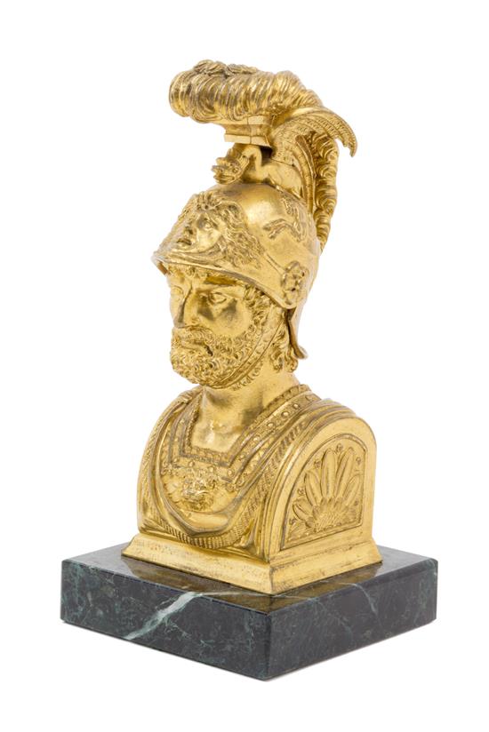 Appraisal: Sale Lot A Continental Gilt Bronze Bust depicting Mars raised