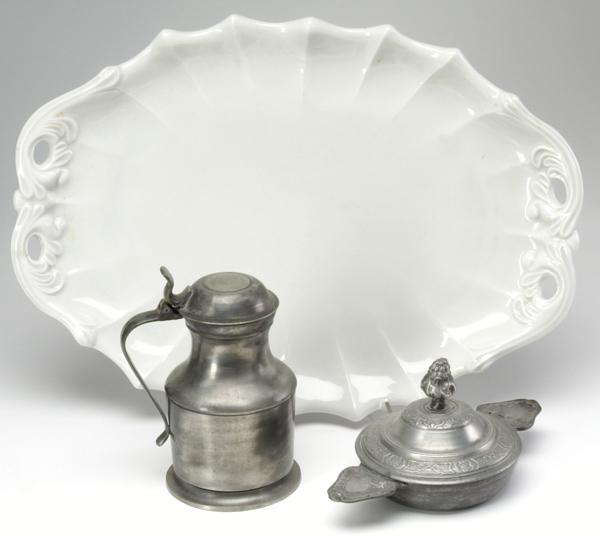 Appraisal: MIXED LOT Three pieces including an Ironstone platter English pewter