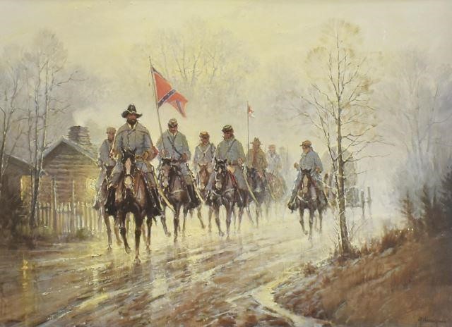 Appraisal: Framed limited-edition signed print Horses For the Confederacy signed lower