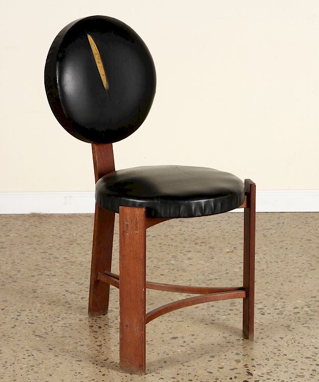 Appraisal: ITALIAN LEATHER LOLLIPOP FORM CHAIR C An unusual Italian mid