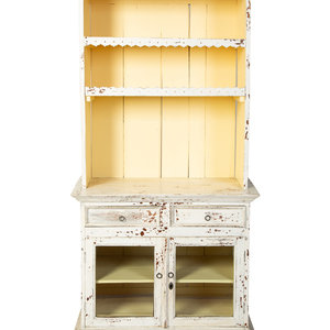 Appraisal: A Vintage White Painted Hutch TH CENTURY Height x width