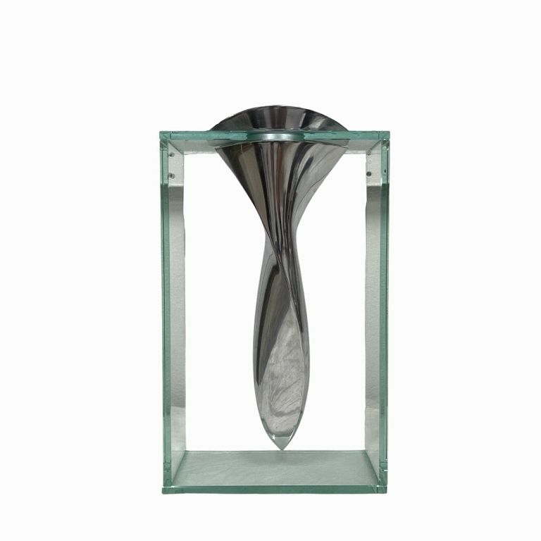 Appraisal: Metal Vase in Trendy Glass Base Metal Vase in Trendy