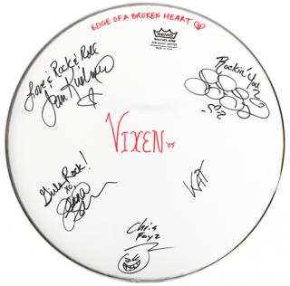 Appraisal: Vixen Autographed Drum Head From around the time of the