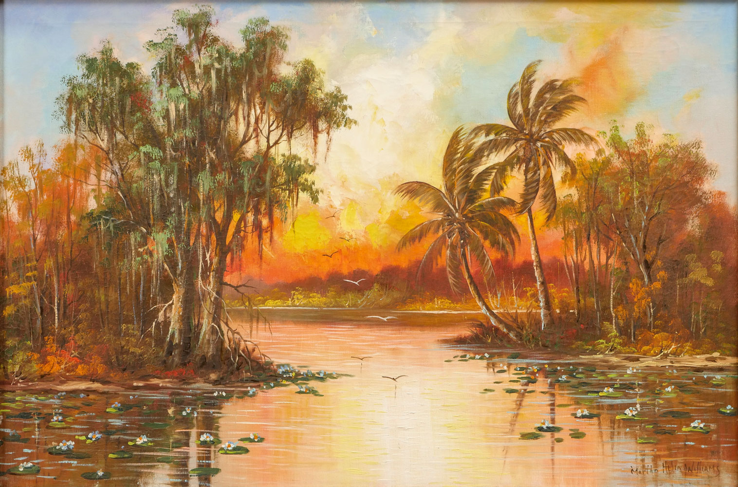 Appraisal: WILLIAMS Martha Helen American th Century Florida River Sunset Oil