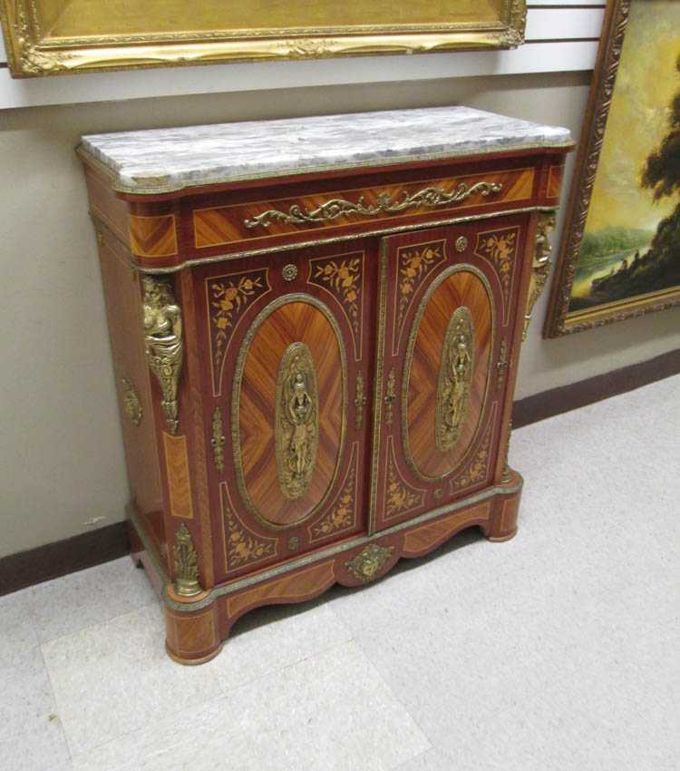 Appraisal: LOUIS XVI STYLE MEUBLE D'APPUI SIDE CABINET A -door cabinet