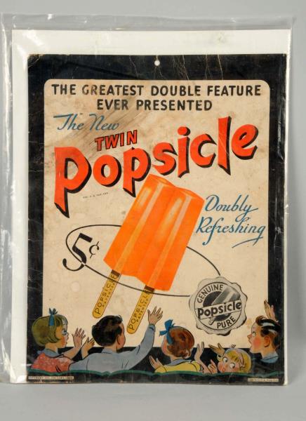 Appraisal: B Popsicle Cardboard Sign This Popsicle sign has creasing and