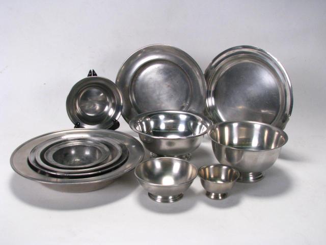 Appraisal: Group of Vintage Pewter Bowls and Chargers some hallmarked various