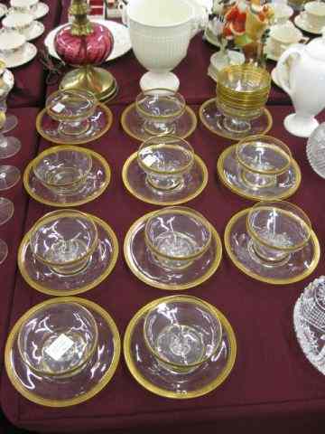 Appraisal: pcs Gold Decorated Crystal Tableware includes bowls underplates and desserts