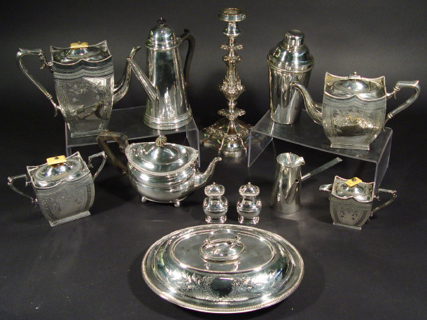 Appraisal: Collection of silver plated items including a Victorian four piece