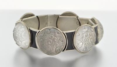 Appraisal: An Art Deco Style Glass and Enamel Bracelet Composed of