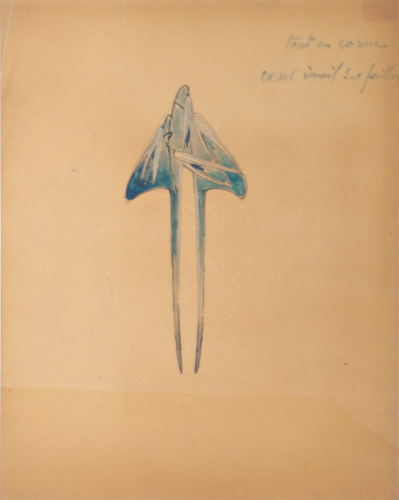 Appraisal: RENE LALIQUE - Design for a horn hair comb ink