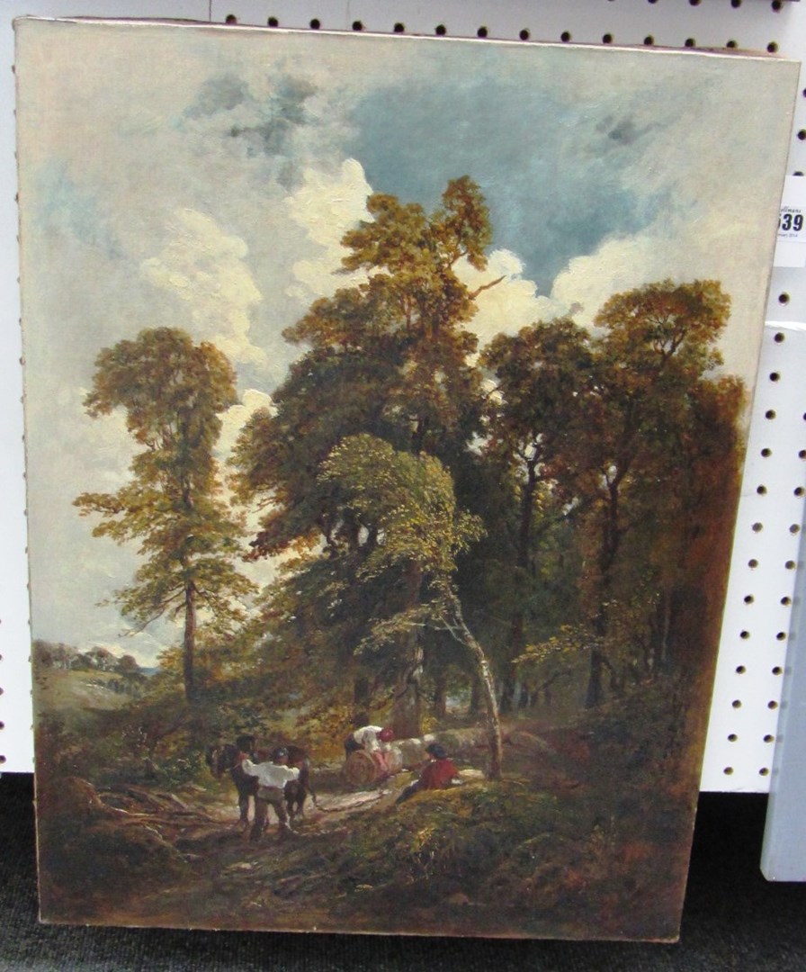 Appraisal: Robert McGregor - In the wood Logging oil on canvas