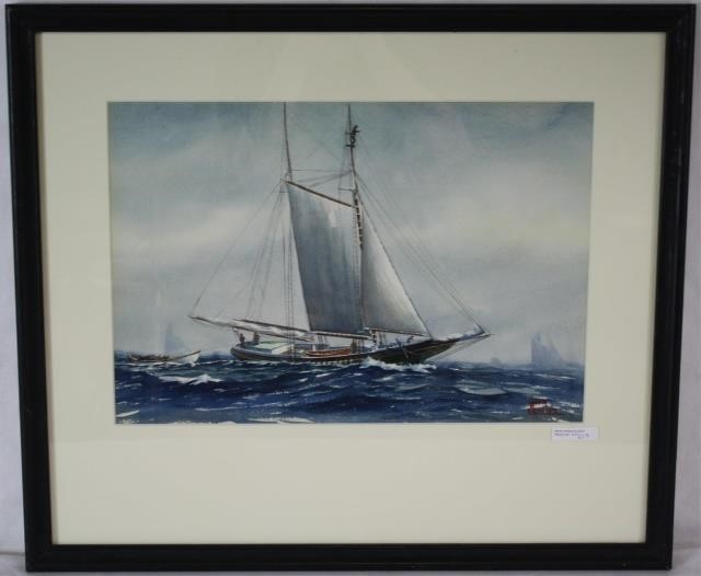 Appraisal: JOHN F LEAVITT - AMERICAN FRAMED ANDGLAZED WATERCOLOR DEPICTING A