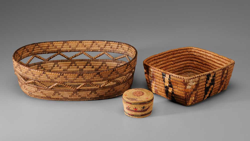 Appraisal: Three Native American Baskets one coiled oval northern California first