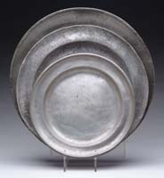 Appraisal: LOT OF THREE PEWTER PLATES All unmarked th - th