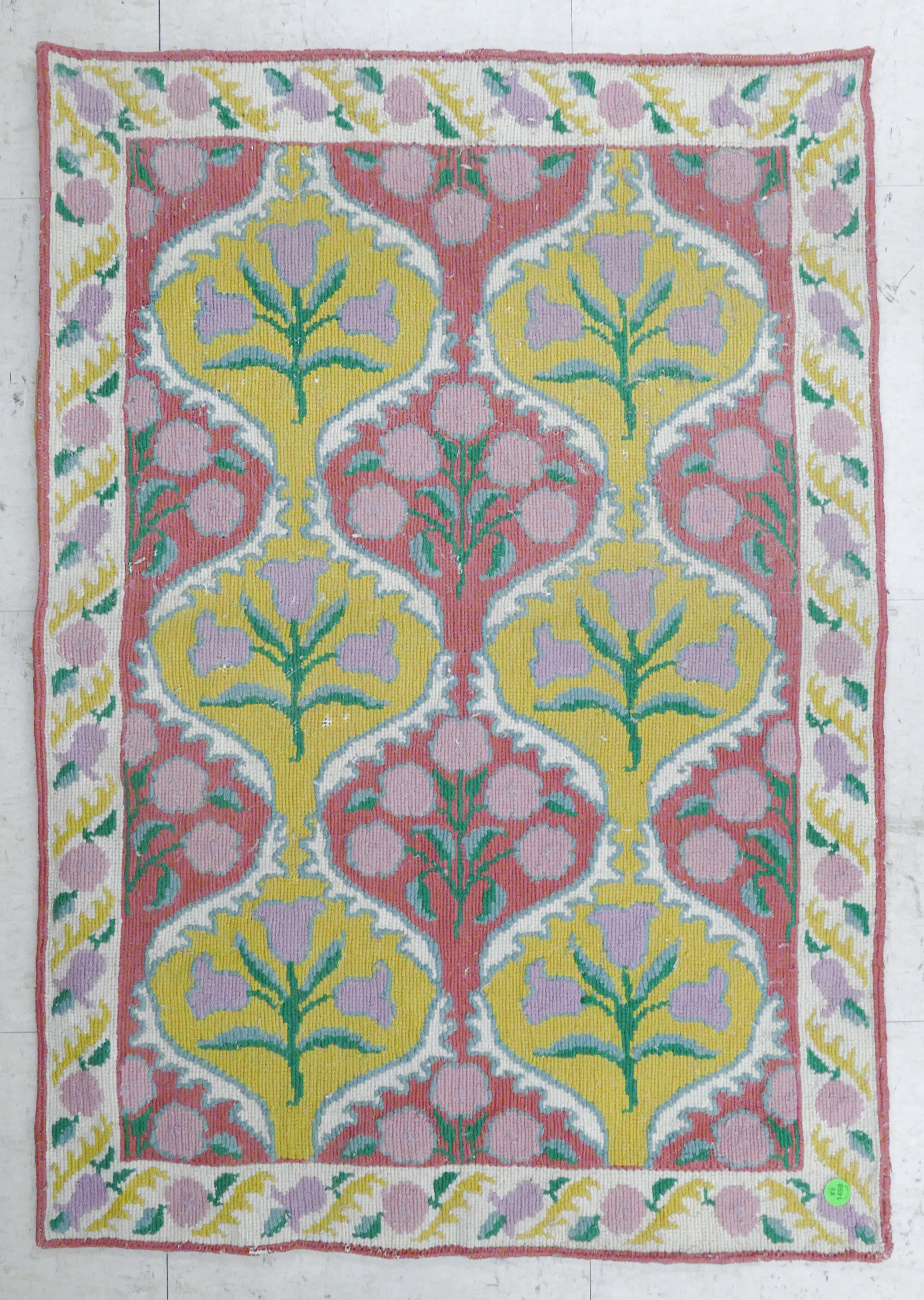 Appraisal: Old Needlework Floral Rug- x ' approx