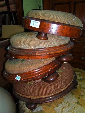 Appraisal: Four Victorian circular footstools the largest diameter