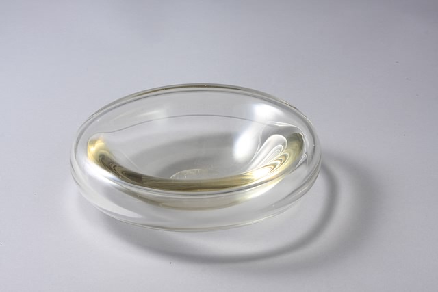 Appraisal: Clear glass shallow bowl Acid etched signature on the side