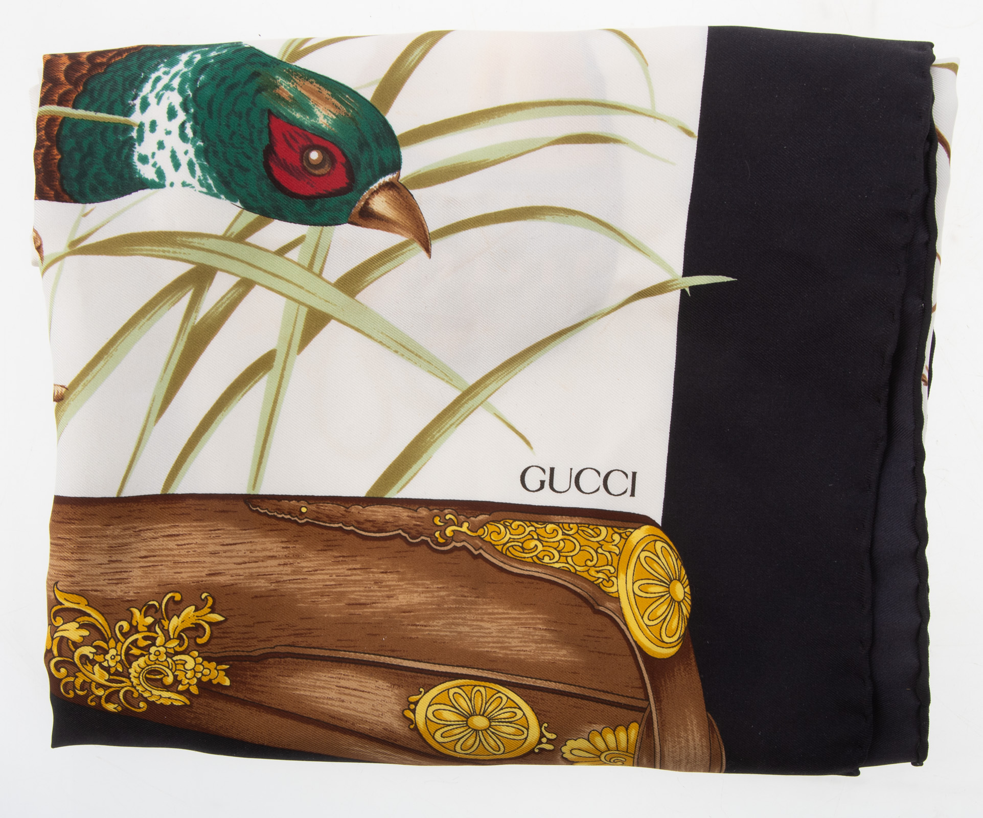 Appraisal: GUCCI SILK SCARF in x in