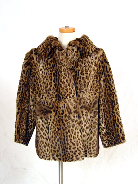 Appraisal: GEOFFREY'S CAT FUR JACKET Fabric lined with leather strip at