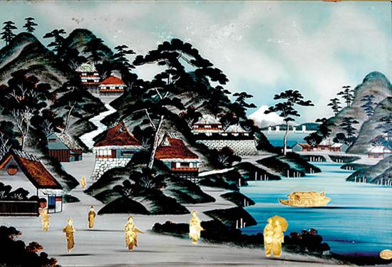 Appraisal: Japanese school th century PAIR OF WORKS CITY SCENES ON