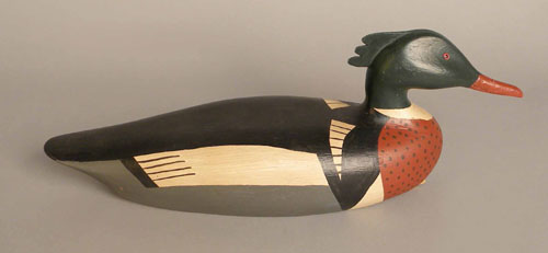 Appraisal: Merganser duck decoy signed F J Dobbins Jonesport Maine l