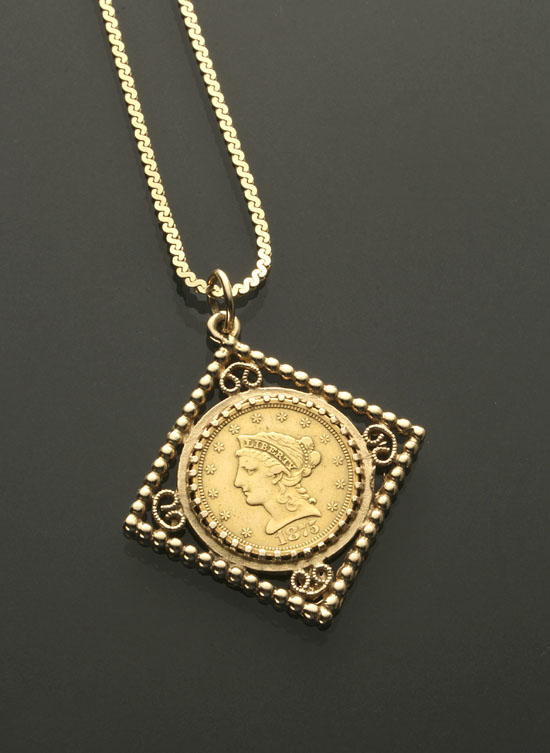 Appraisal: U S Quarter Eagle Two-and-One-Half-Dollar Gold Coin Pendant and Chain