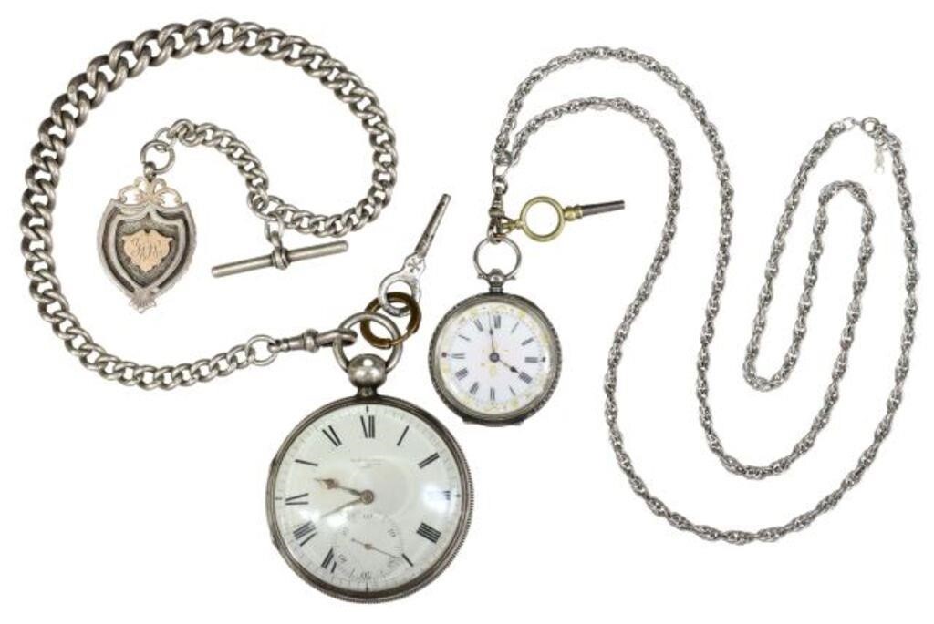 Appraisal: lot of Pocket watches including British sterling silver cased key