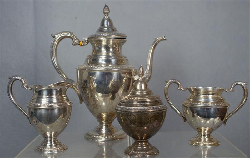 Appraisal: pc J Rogers sterling silver teaset c o pot h