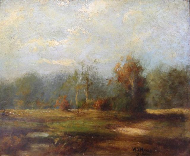 Appraisal: MEYER W J Oil on Board Tonalist Landscape Signed and