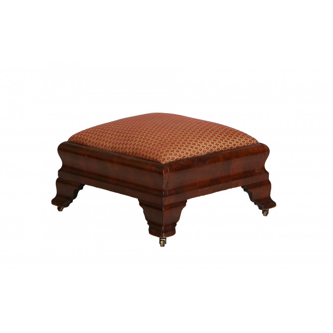 Appraisal: Large American Classical Mahogany Hat Box Upholstered Footstool th c