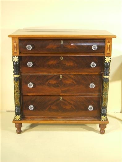 Appraisal: EMPIRE INLAID MAPLE MAHOGANY CHEST PROB OHIO Signed indistinctly and