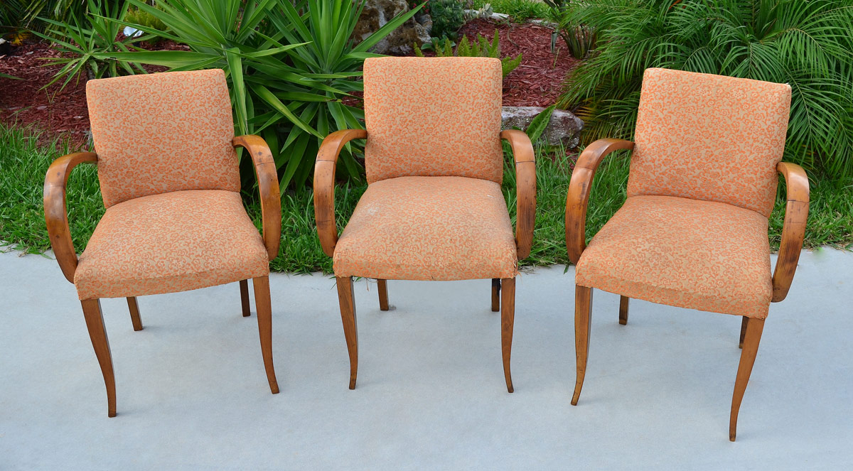 Appraisal: MANNER OF JULES LELEU FRENCH ARM CHAIRS Circa 's bentwood