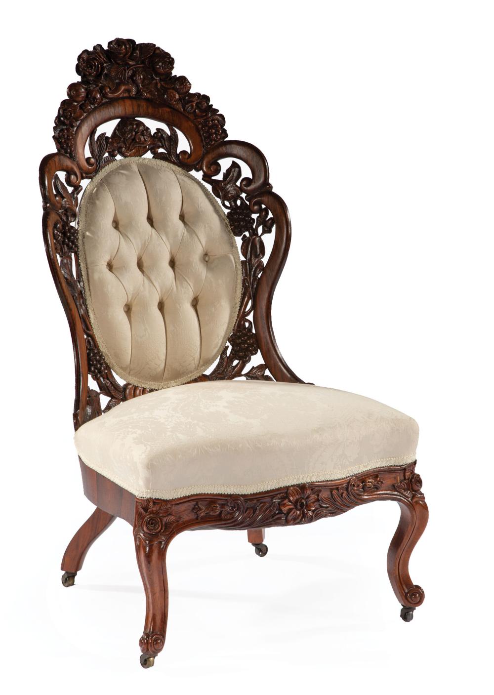 Appraisal: American Rococo Carved and Laminated Rosewood Side Chair c -