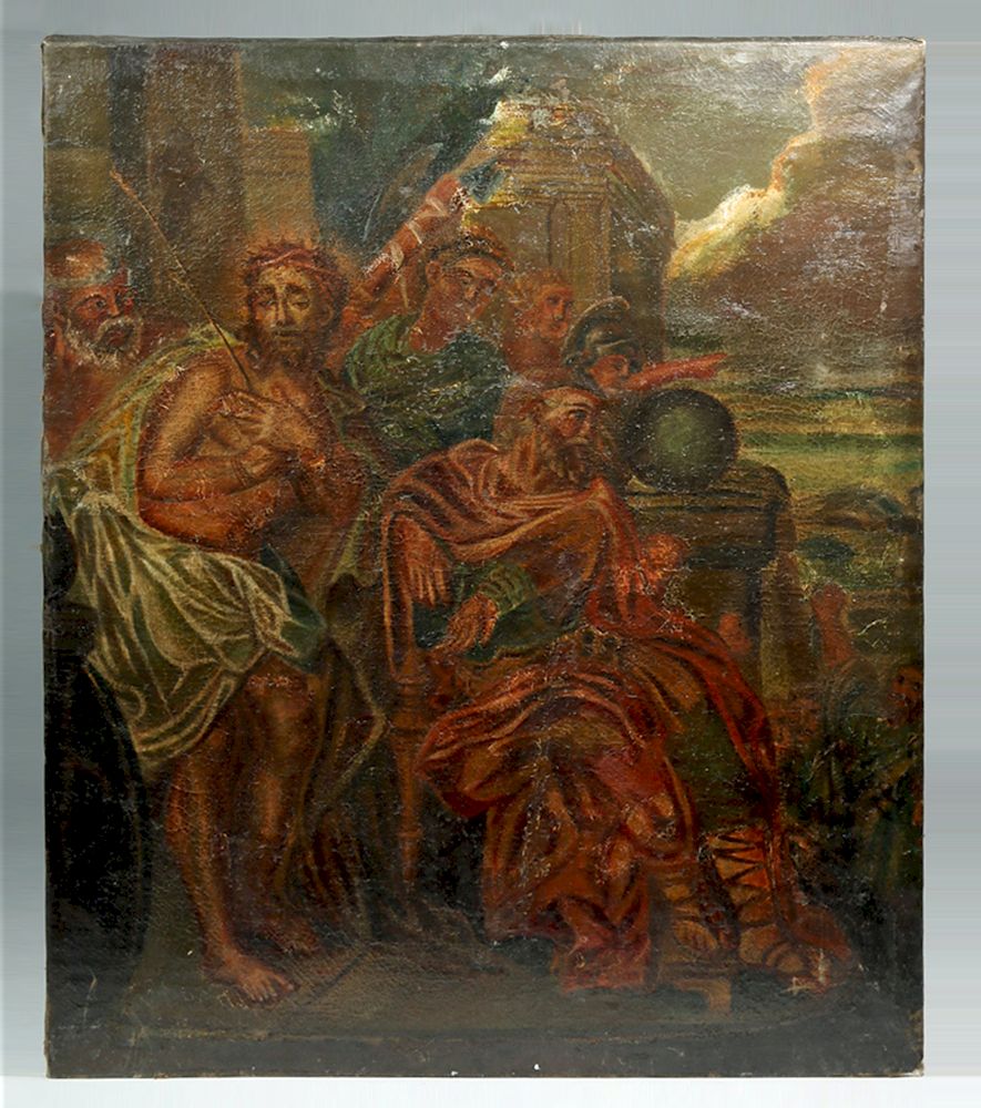 Appraisal: th C Mexican Oil Painting - Jesus Pontius Pilate Originally