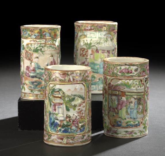 Appraisal: Group of Four Chinese Export Porcelain Brush Pen Holders each