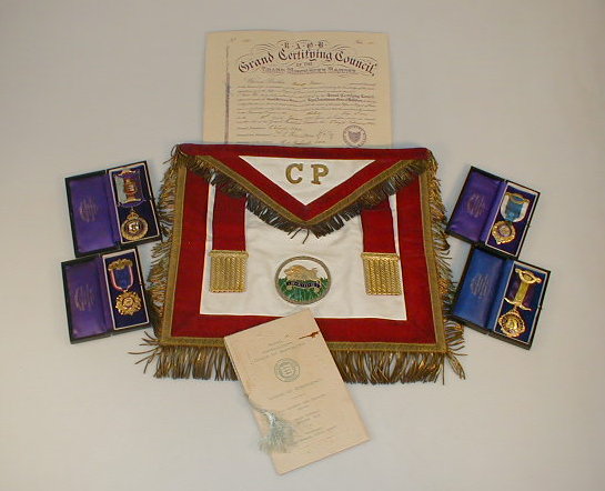 Appraisal: An RAOB apron together with Grand Middlesex Banner ephemera and